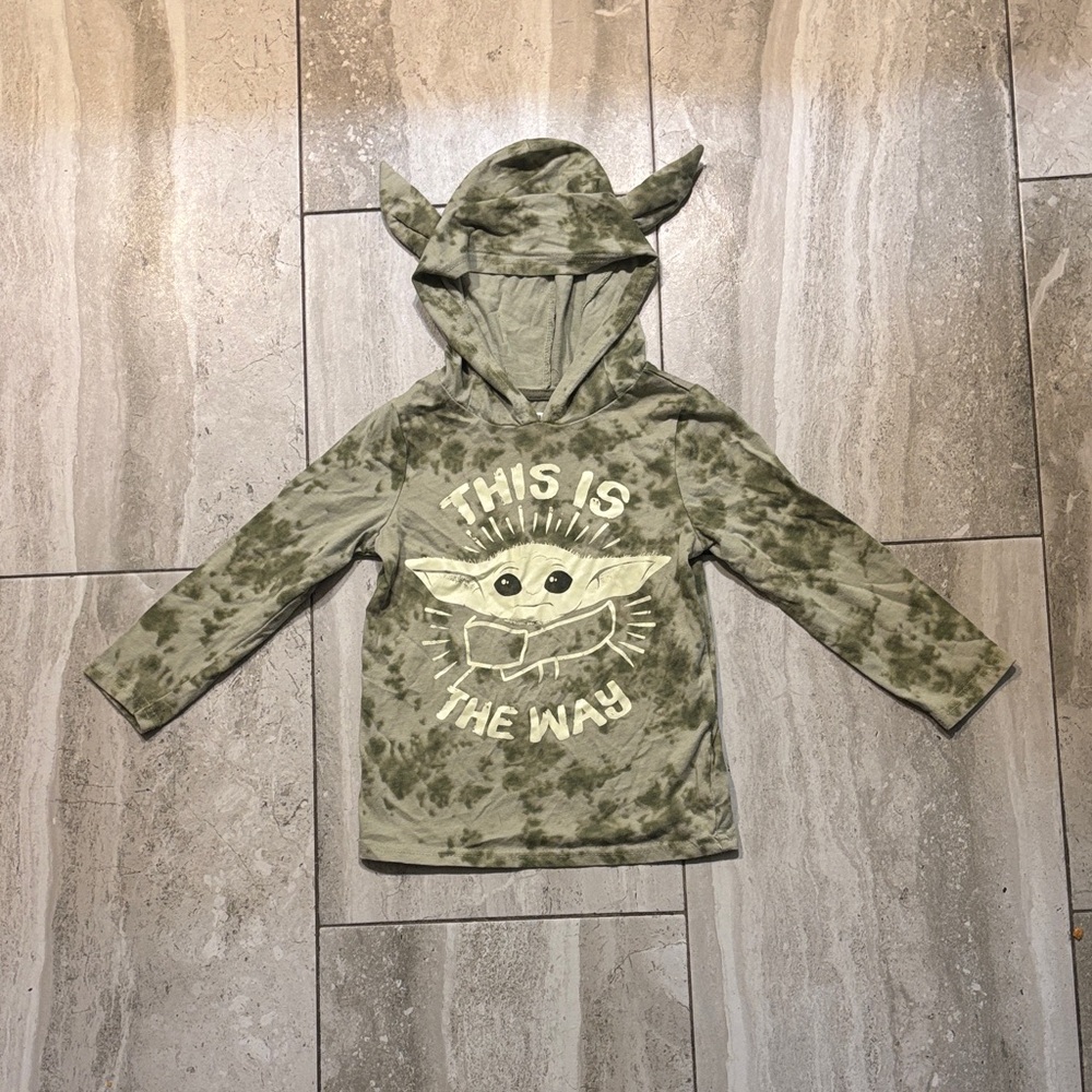 Star Wars Kids Olive Green Tie-Dye 'This Is The Way' Hooded Top
